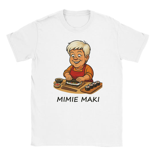 T-shirt femme « Mimie Maki » : un jeu de mots aux saveurs japonaises.
