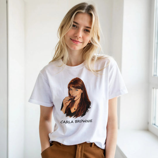 T-shirt femme « Carla Brownie » : un jeu de mots délicieusement gourmand.